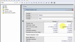 Paired Samples t Test by using  MedCalc