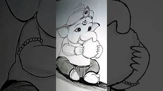 Ganapati Bappa drawing | Ganesh Chaturthi special pencil drawing 😊 #ganesha #shorts #youtubeshorts