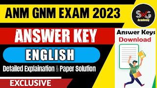 🔴 ANM GNM ANSWER KEY 2023 | ANM GNM PREPARATION 2023 | ANM GNM  2023 ANSWER KEY | ENGLISH