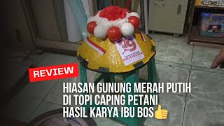 hiasan di topi caping petani untuk karnaval 17 Agustusan