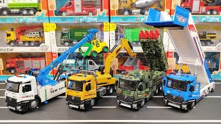 Metal Diecast Trucks Of Tow Truck, Excavator, Military Truck, Passenger Stair Truck