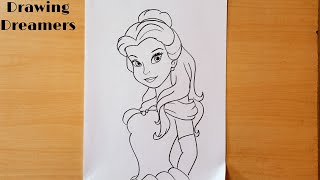 How to Draw Princess Belle Outline || Drawing Dreamers