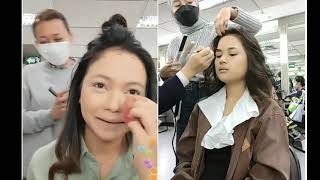 Rara dan Nia Sama sama lagi di make up ni_Yok Kepoin siapa yang paling cantik ya..