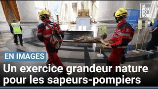 À la cathédrale d’Arras, un exercice pour se préparer à un scénario à la Notre-Dame-de-Paris