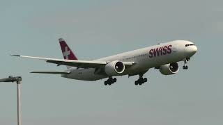 Swiss Boeing 777-3DE(ER) HB-JNJ landing at Zurich Airport