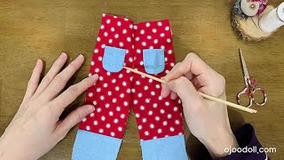 Tutorial Doll Clothes / How To Sew Basic Doll Pants / Free Pattern / 파올라레이나 바지만들기