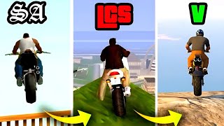 Jumping From The Highest Mountain By Bike In GTA Games (Evolution)