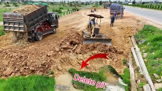 Awesome Project Bulldozer KomatsuD20P Pushing Soil, Delete pit,DumpTruck 5TLoading Soil Pouring Fill