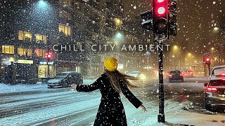 A Snowy Night ❄ Moments of Pure Serenity ~ Chill City Ambient Music