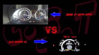 Car Speed Test BMW X4 M40i Series VS Alfa Romeo 4C Series Acceleration