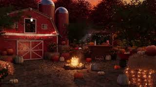 Pumpkin Farm Autumn Ambience With Cozy Crackling Fire Sounds, Crickets, Crunchy Leaves