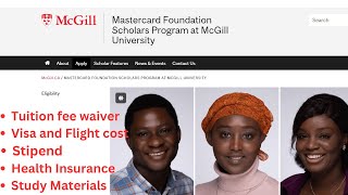 Fully Funded MSc: Stipend, Travel Costs, Accommodation: Mastercard Scholarship at McGill University