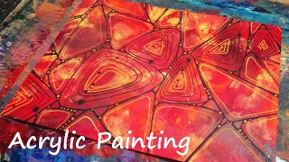 Fire Stones Abstract Acrylic Painting Demo   Easy Doodle and Dot Painting