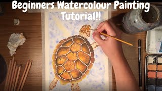 How to Paint a Turtle Realistically!! Watercolour Painting Tutorial for Beginners!! :)