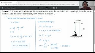 Problem 7 -Kinematics of linear motion/ Example based on motion under gravity/ Engineering Mechanics