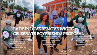 Lady removes wig, to celebrate boyfriend's proposal