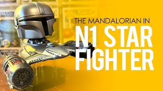 The Mandalorian in N1 Starfighter with Grogu