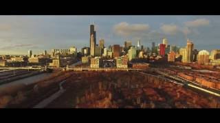 Winter Sunset Chicago Drone