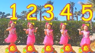 Song for Kids Five Little Babies Jumping. Real Baby Song Mishel and Toy Lions. Learn Numbers Rhymes