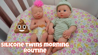 Newborn Reborn Silicone baby twins Morning Routine and check up