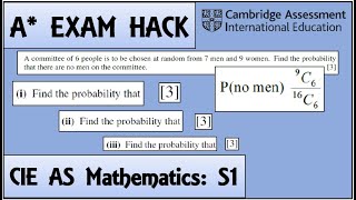 Exam Hack | CIE AS Maths | S1 | Probability Question - Final Cases