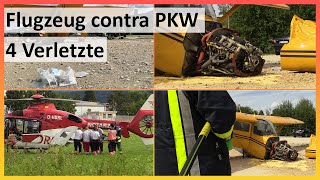 [Flugzeug kollidiert mit PKW] +++4 Verletzte/2 davon schwer+++