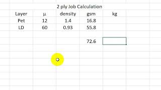 2 ply job calculation using excel sheet