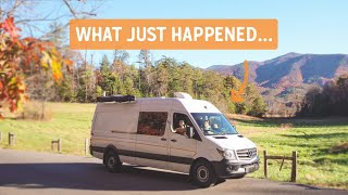 VAN LIFE issues. Someone tried to steal our campsite...