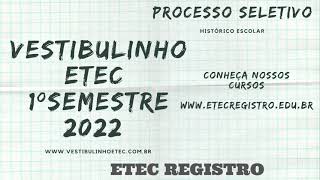 Vestibulinho Etec 1° Semestre 2022 #SHORTS