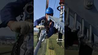 Installation of overhead power lines in China