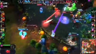 Allstars Day 2   EU vs NA Game 2)    Doublelift EZ PENTAKILL! [HD]