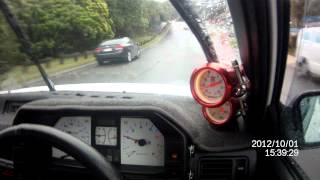 FWD B6T TX3, wet roads, BOV & exhaust sounds, 180 handbraky