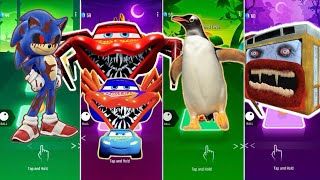 🦖 Sonic Exe vs Lightning McQueen Eater vs Pinguen vs Bus Eater | Coffin Dance 🪩