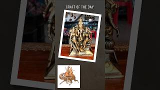 Handcrafted Brass "Lord Ganesha with His Wives Ridhi Sidhi" Statue by J.G. Art And Crafts