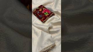 Soft White Chiffon Crush Premium Saree #shotrs_video #trending