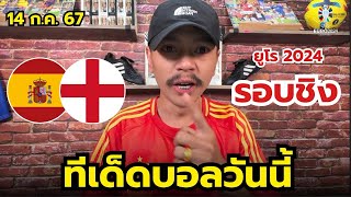 วิเคราะห์บอลยูโร 2024 | รอบชิงชนะเลิศ | ประจำวันอาทิตย์ที่ 14 กรกฎาคม 2567