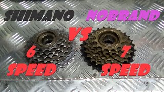 Ruotalibera Shimano 6 velocità VS Nobrand /Shimano 6 speed freewheel VS nobrand