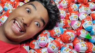 100 Yummy Kinder Surprise Egg Toys Opening - A Lot Of Kinder Joy Chocolate ASMR