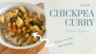 Pioneer Woman’s Chickpea+Chicken Curry with Cauliflower Rice:quick lunch meal prep