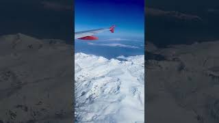 Breathtaking birds eye view of snowy mountains from sky  - Kosovo 🇽🇰