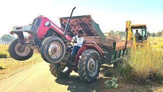 Eicher 380 Stuck | New Massey 241&1035 | John Deere | JCB 3dx Loading Sand & 40 mm Stones in Trolly