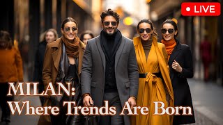 Milan Street Style. Fashionable walking tour of Milan. Luxury boutiques. Stylish people. Fall outfit