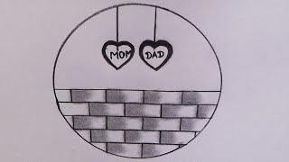 Circle Scenery drawing 47 | Mom Dad Beautiful Heart drawing | How to Draw a Circle 2024 @TamilNewArt