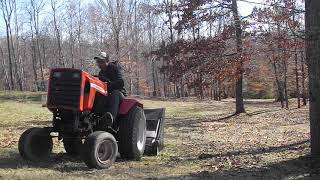 CASE 446 Diesel sweeping leaves with Ohio Steel lawn sweeper