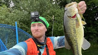 TANK LARGEMOUTH BASS LAKE! Camp Lake Clear Lake MN! Small epic fishing lake