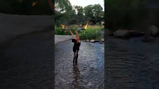 Fire dancing in the water