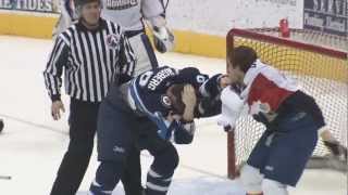 Hockey Fight! Jeff Dimmen vs. Carl Klingberg 3-30-12