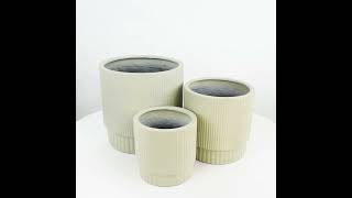 Fluted Wide Beige FRP Pot | Beruru