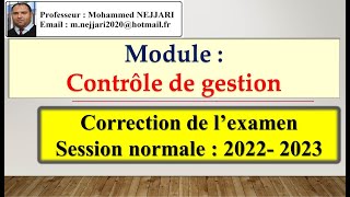 Contrôle de gestion : correction de l'examen de session  normale 2022- 2023