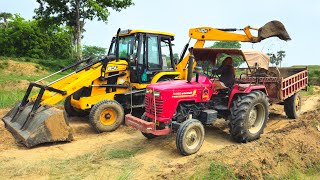 Swaraj 855 and Newholland Tractor Fully Loaded Mud By JCB 3dx | Mahindra Tractor Stunt | JCB Video